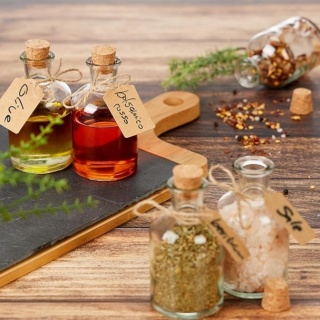 Słoiki dekoracyjne, zestaw 24 sztuk, szklane butelki z korkową pokrywką, 125 ml