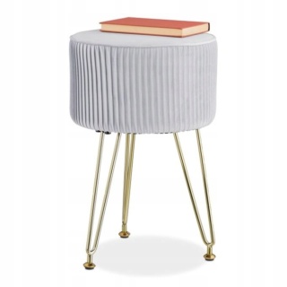 Stołek z metalowymi nogami skandynawski, puf aksamitny do toaletki