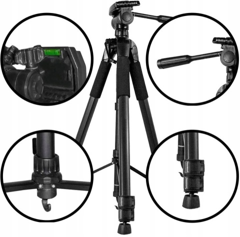 Tripod STATYW FOTOGRAFICZNY DO APARATU TELEFONU 165cm Czarny