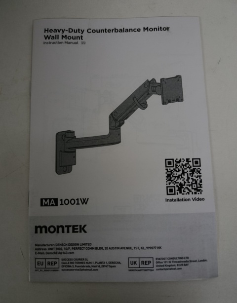 Uchwyt do monitora, montaż naścienny Model MA 1001W