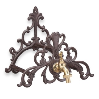 Żeliwny Uchwyt na wąż ogrodowy z kranem antyczny Relaxdays