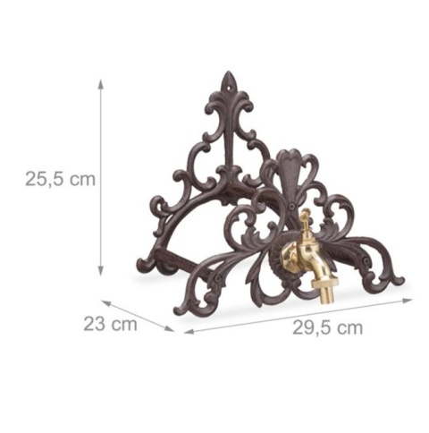 Żeliwny Uchwyt na wąż ogrodowy z kranem antyczny Relaxdays