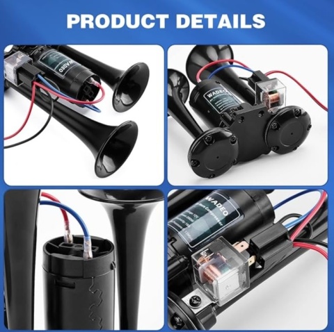 WADEO Klakson Pneumatyczny Do Ciężarówek12v