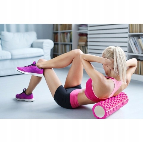 Wałek masażer roller piankowy do masażu głębokiego różowy 44 cm