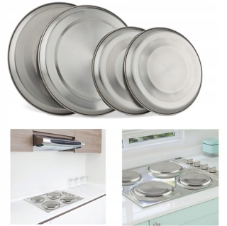 Zestaw 4 pokrywek do kuchenki elektrycznej ze stali nierdzewnej Relaxdays ochrona płyty
