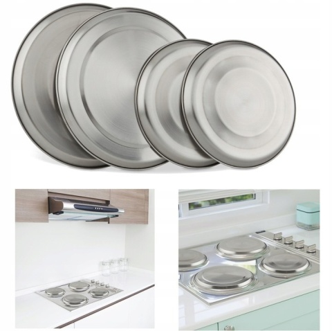 Zestaw 4 pokrywek do kuchenki elektrycznej ze stali nierdzewnej Relaxdays ochrona płyty