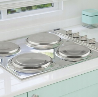 Zestaw 4 pokrywek do kuchenki elektrycznej ze stali nierdzewnej Relaxdays ochrona płyty