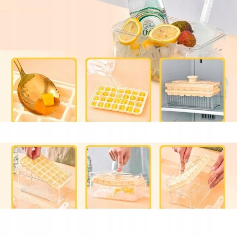 Zestaw Foremki do Lodu z Pojemnikiem i Pokrywką – 56 kostek