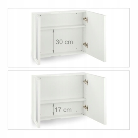 2-drzwiowa szafka z lustrem Relaxdays biała uszkodzone zawiasy