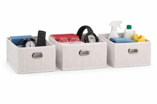 3 szt Kosz koszyk organizer do przechowywania składany kwadratowy bambusowy biały