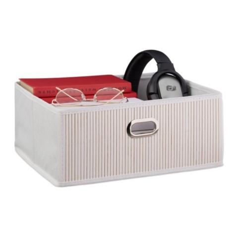 3 szt Kosz koszyk organizer do przechowywania składany kwadratowy bambusowy biały