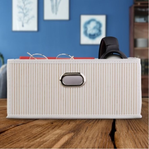 3 szt Kosz koszyk organizer do przechowywania składany kwadratowy bambusowy biały