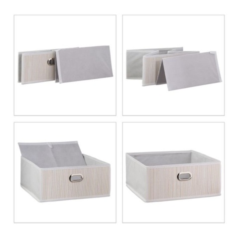 3 szt Kosz koszyk organizer do przechowywania składany kwadratowy bambusowy biały