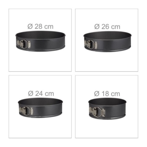 4-częściowy zestaw blach do pieczenia, tortownice 4 szt 18, 24, 26 i 28 cm