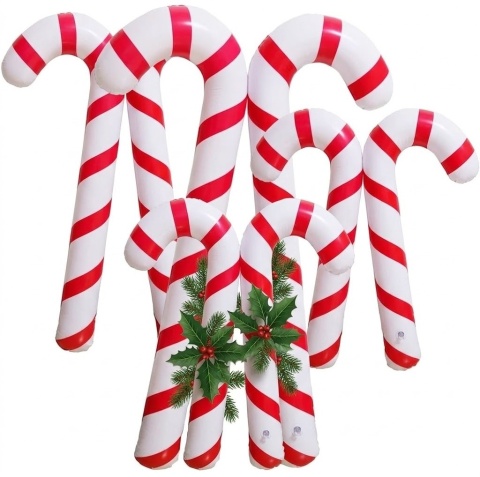 6 szt Laski Świąteczne Nadmuchiwane Dekoracja Święta Laska 90 cm