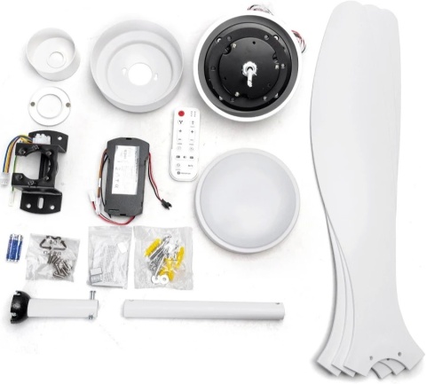 Aigostar wentylator sufitowy z oświetleniem LED/20W 2700-6500K 132cm biały + zdalne sterowanie ściemnialny