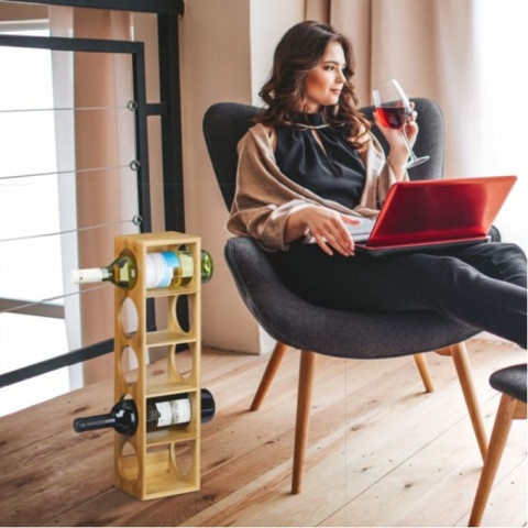 Bambusowy stojak regał na wino 5 butelek