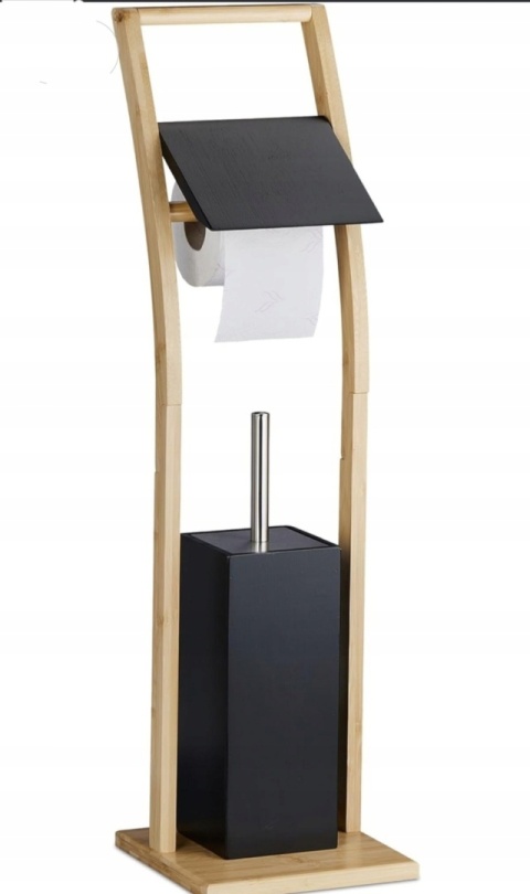 Bambusowy stojak zestaw WC czarny Relaxdays