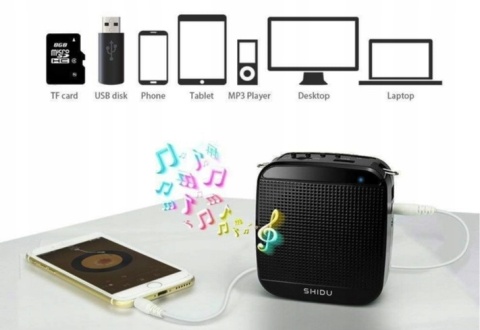 Bezprzewodowy Wzmacniacz Głosu SHIDU S613 18W UHF Mikrofon 2w1 Zestaw