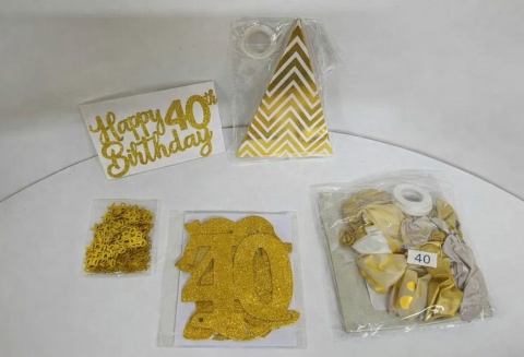 DEKORACJA NA PRZYJĘCIE 40-te URODZINY -BALONY ,GIRLANDA ,NAPIS