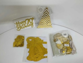 DEKORACJA NA PRZYJĘCIE , 70-te URODZINY -BALONY ,GIRLANDA ,NAPIS