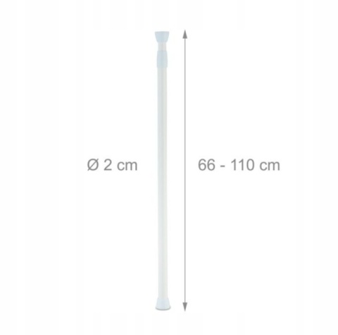 Drążek prysznicowy rozporowy Relaxdays 66-110 x 20 mm biały