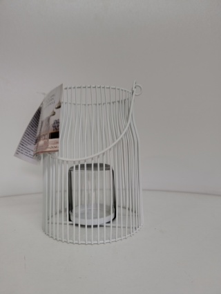 Duża latarnia na telighty świeczki 21 cm metal biała