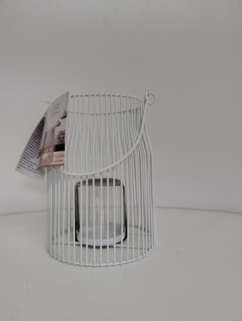 Duża latarnia na telighty świeczki 21 cm metal biała