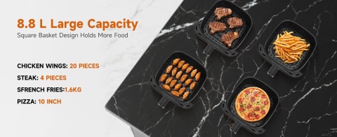 FRYTKOWNICA BEZTŁUSZCZOWA XXL AIR FRYER DUŻA FRYTOWNICA 8,8L Aigostar 2200W