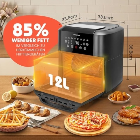 Frytkownica Air Fryer 12 L 1700 W, piekarnik wielofinkcyjny Aigostar