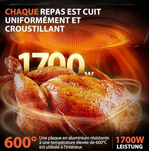 Frytkownica Air Fryer 12 L 1700 W, piekarnik wielofinkcyjny Aigostar