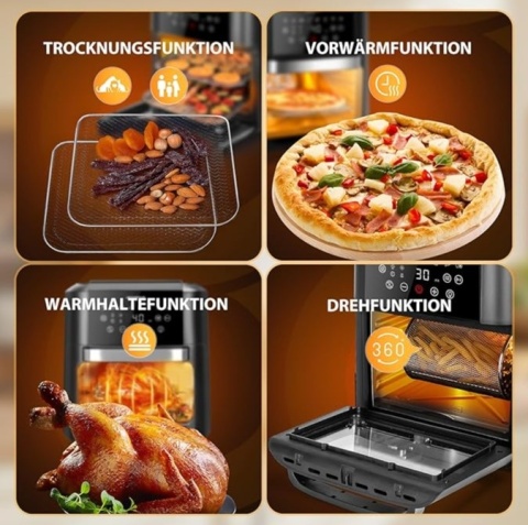 Frytkownica Air Fryer 12 L 1700 W, piekarnik wielofinkcyjny Aigostar