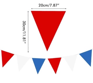 Girlanda dekoracyjna – flagi czerwone, białe i niebieskie | 18 m