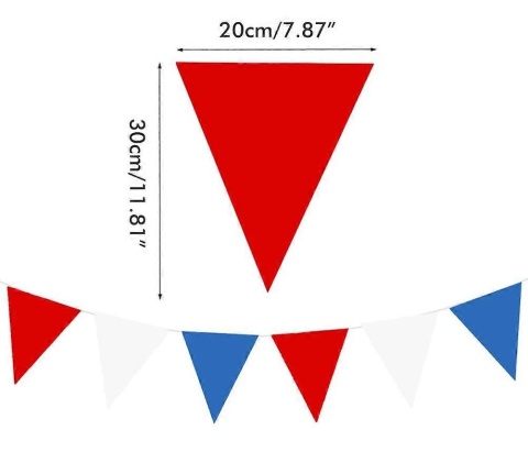 Girlanda dekoracyjna – flagi czerwone, białe i niebieskie | 18 m