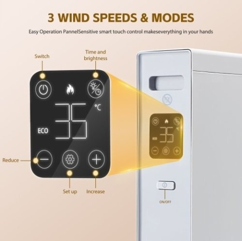 Grzejnik elektryczny konwektor z pilotem zdalnego sterowania Aigostar 2000 W