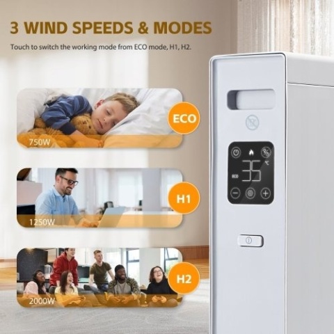 Grzejnik elektryczny konwektor z pilotem zdalnego sterowania Aigostar 2000 W