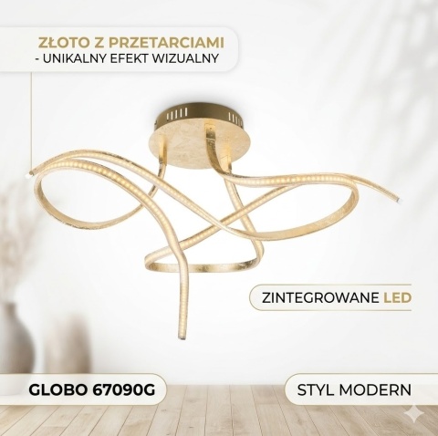 Lampa Sufitowa LED GLOBO 67090G żyrandol 30 W– Złoty Design w Stylu Modern