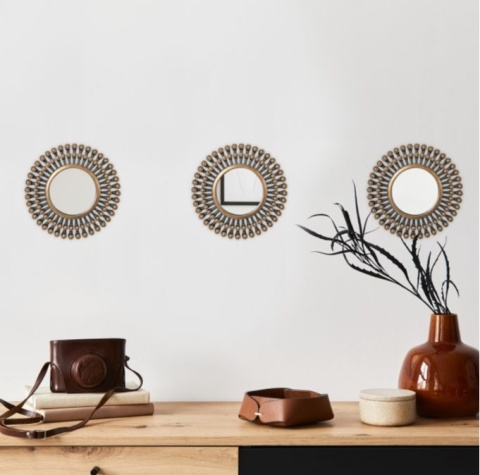 Lustro Relaxdays ścienne koło Ø 25 cm ZESTAW 3 LUSTER