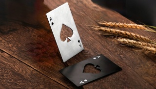 METALOWY OTWIERACZ KARTA AS PIK 2 szt DO BUTELEK PIWA KAPSLI GADŻET DO PORTFELA