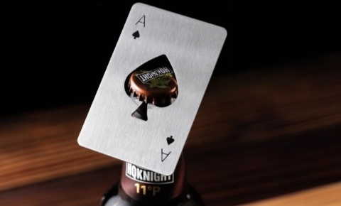 METALOWY OTWIERACZ KARTA AS PIK 2 szt DO BUTELEK PIWA KAPSLI GADŻET DO PORTFELA