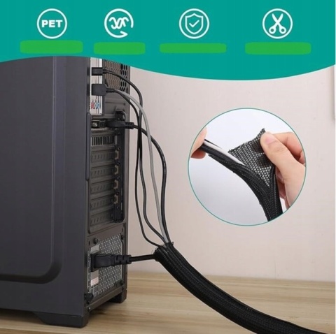 Maskownica osłona do kabli przewodów organizer kabli 10 mm - 3m