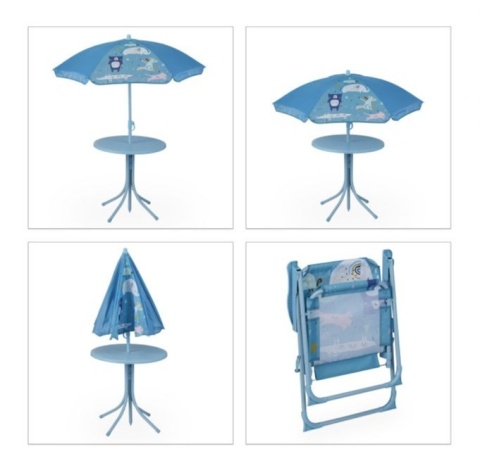 Meble ogrodowe dla dzieci z parasolem, zestaw kempingowy dla dzieci