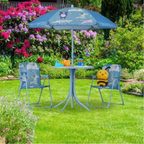 Meble ogrodowe dla dzieci z parasolem, zestaw kempingowy dla dzieci