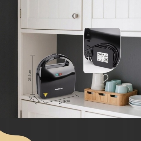 Opiekacz do kanapek Panini Gofrownica 3w1 Czarny 750W kompaktowy Aigostar