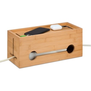 Organizer na kable Pojemnik bambusowy na kable na 2 listwy