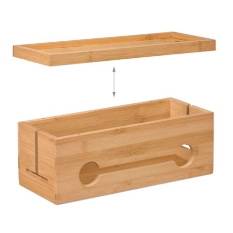 Organizer na kable Pojemnik bambusowy na kable na 2 listwy