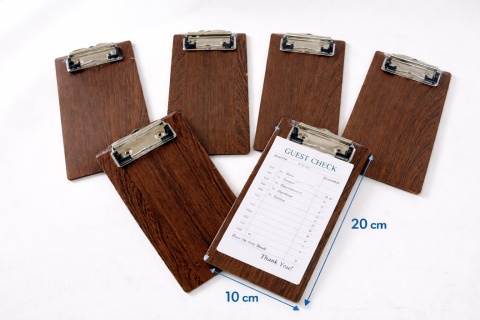 6 szt Podkładka kelnerska z klipsem 20 × 10 cm – notes kelnerski / rachunkowy