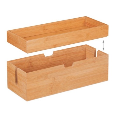 Pojemnik organizer na kable bambusowy pudełko