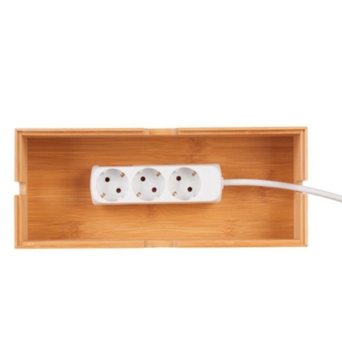 Pojemnik organizer na kable bambusowy pudełko