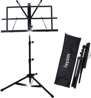 Rayzm Stojak na nuty wytrzymały przenośny składany metal z torbą